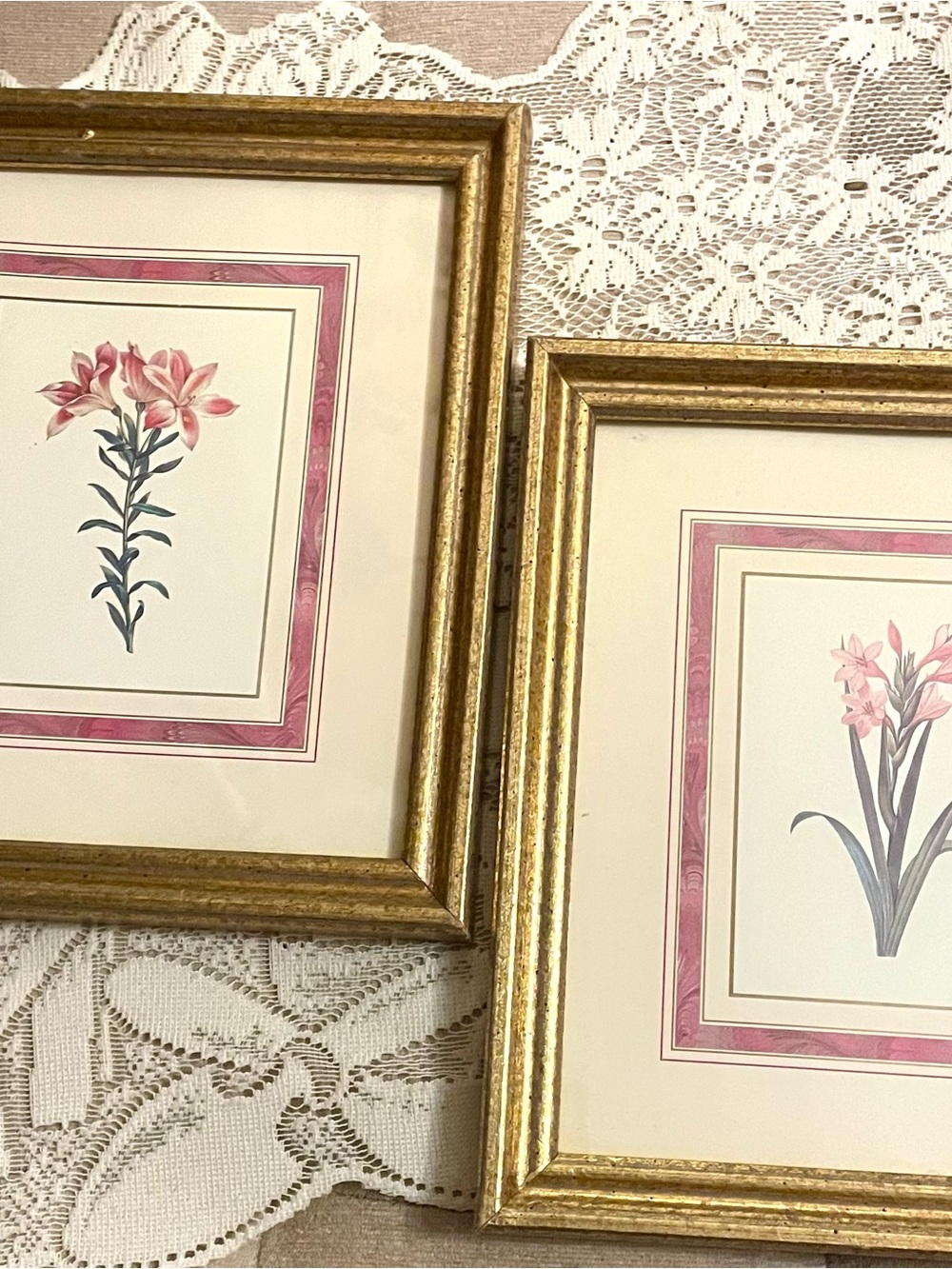 Gold Framed Pink Floral Wall Art - Home Accents